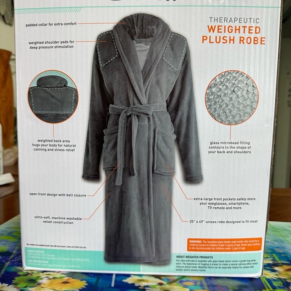 It's Spa Day! Therapeutic Weighted Plush Robe Grey NEW Feel Comfy & Cozy Unisex - Picture 3 of 4